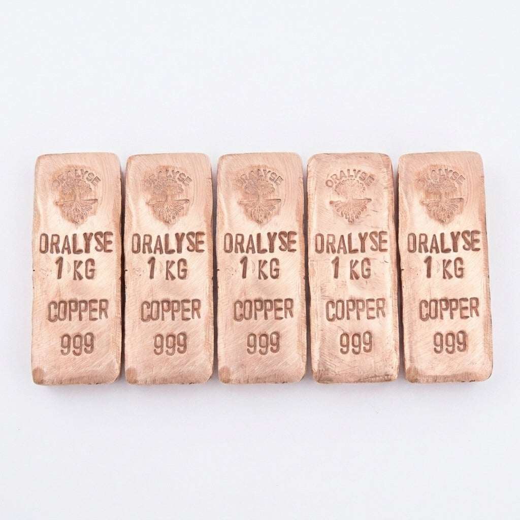 Coffret 5 lingots cuivre 1kg, vue d'ensemble — Atelier Oralyse
