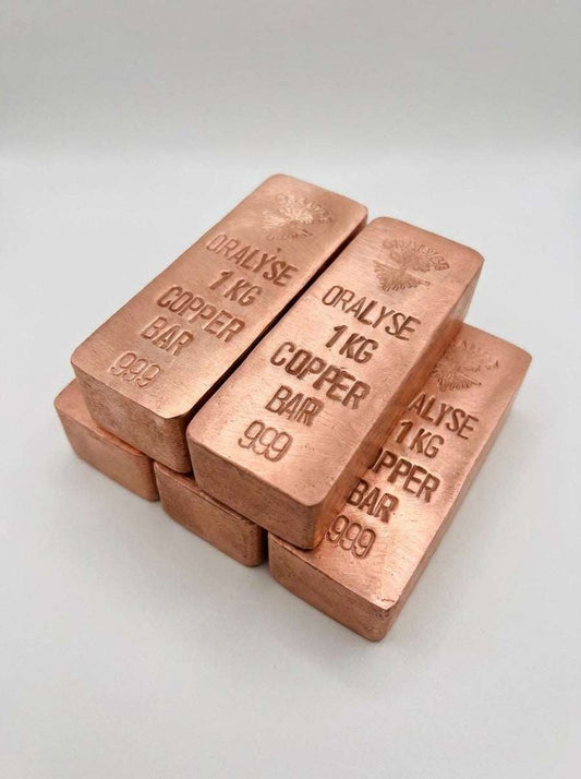Coffret 5 lingots cuivre 1kg artisanaux numérotés — Atelier Oralyse