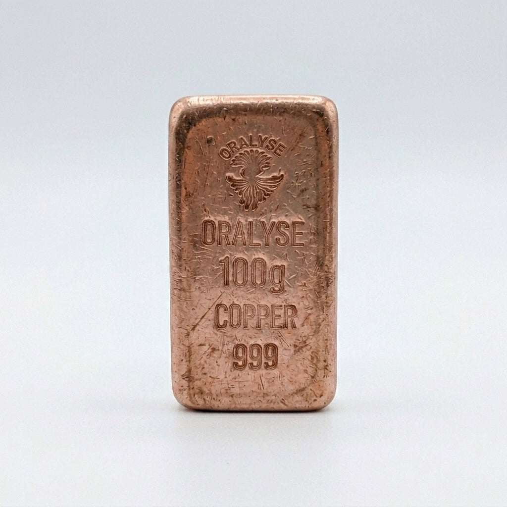 Lingot cuivre 100g artisanal numéroté, vue de face — Atelier Oralyse
