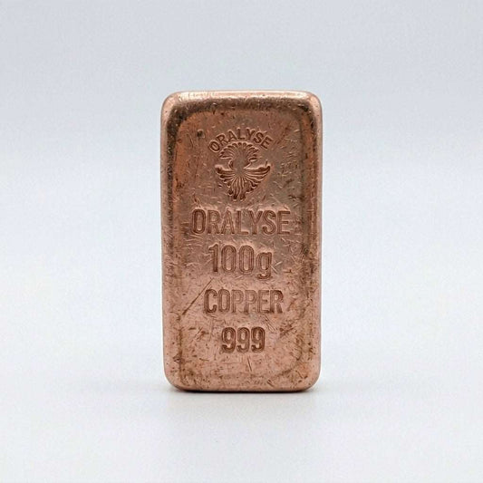 Lingot cuivre 100g artisanal numéroté, vue de face — Atelier Oralyse