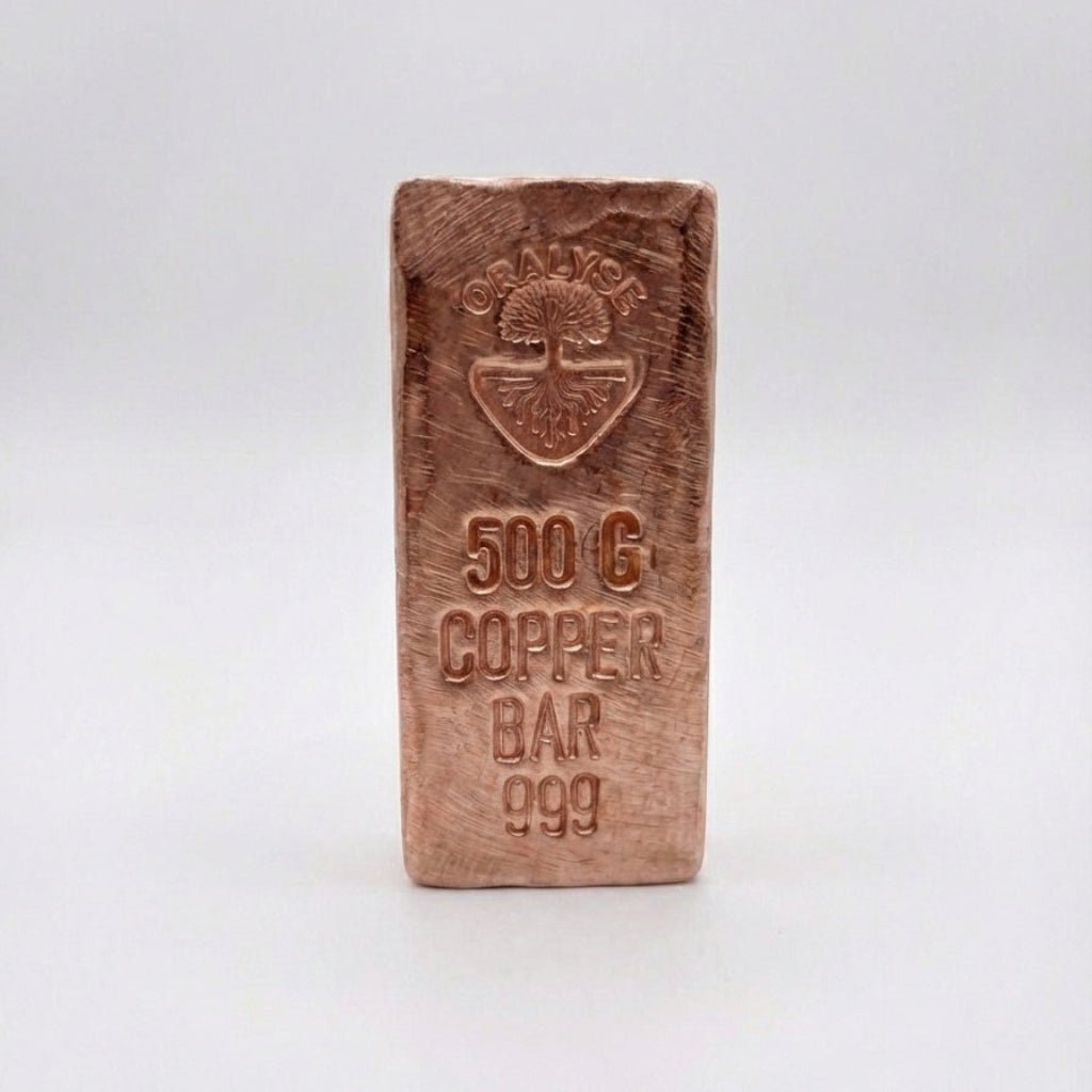 Lingot cuivre 500g artisanal numéroté, vue de face — Atelier Oralyse