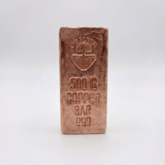 Lingot cuivre 500g artisanal numéroté, vue de face — Atelier Oralyse